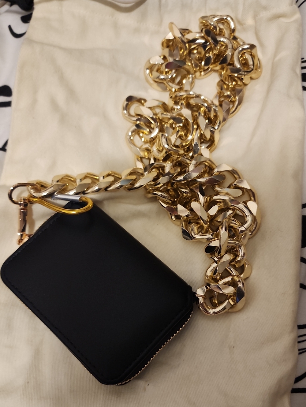 SANTE GRACE Black Mini Wallet with Gold Chain Strap